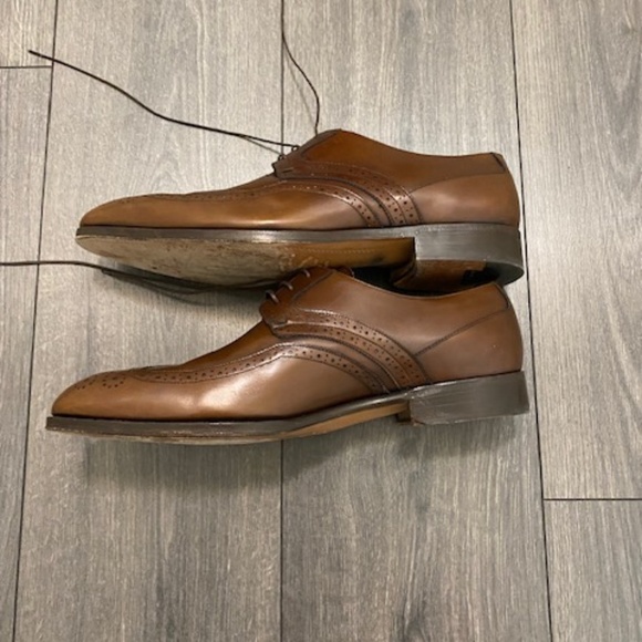 Salvatore Ferragamo Brown Leather Wingtip Oxford Shoes Size 11.5 - Picture 5 of 16